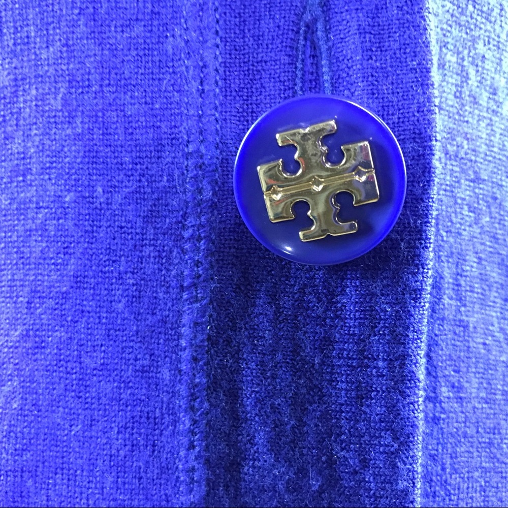 Tory Burch Cardigan Purple Merino Wool Sweater Med - Picture 5 of 8